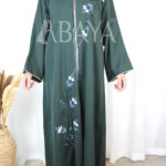 Abaya Perlée de Dubai en vert - Confort et Raffinement