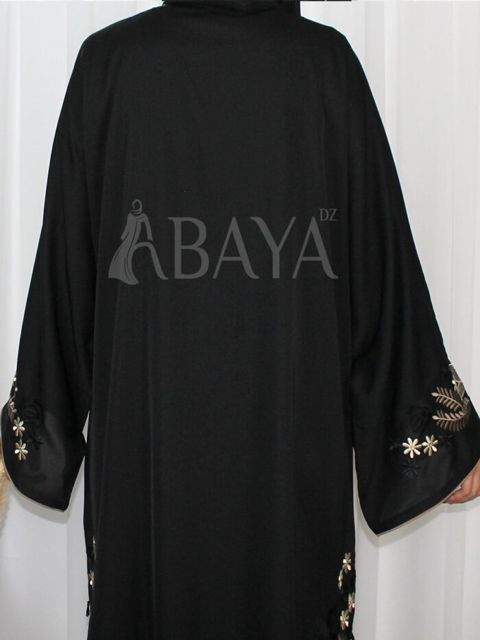 Abaya Dubai Noire Luxe avec Broderies Florales - Abaya DZ