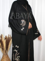 Abaya Dubai Noire Luxe avec Broderies Florales - Abaya DZ