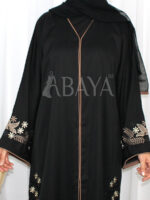 Abaya Dubai Noire Luxe avec Broderies Florales - Abaya DZ