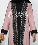 Ensemble Abaya Bicolore Élégant – Noir & Rose