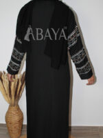 Ensemble Abaya Bicolore Élégant – Noir & Rose