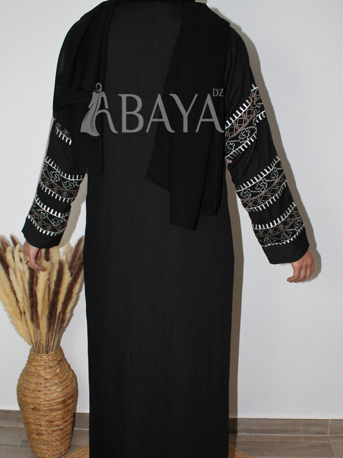 Ensemble Abaya Bicolore Élégant – Noir & Rose