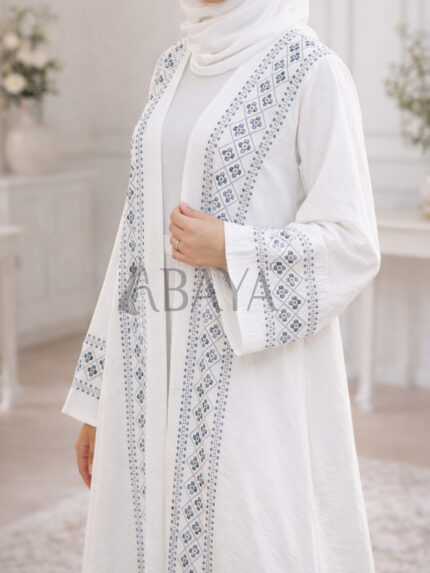 Abaya ensemble deux pièces en blanc