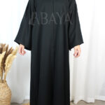 Abaya DZ - Abaya Dubai Noire Luxe en Nida à Broderies Florales – Élégance Intemporelle