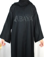 Abaya DZ - Abaya Dubai Noire Luxe en Nida à Broderies Florales – Élégance Intemporelle