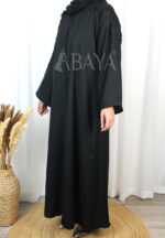 Abaya DZ - Abaya Dubai Noire Luxe en Nida à Broderies Florales – Élégance Intemporelle