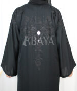 Abaya DZ - Abaya Dubai Noire Luxe en Nida à Broderies Florales – Élégance Intemporelle