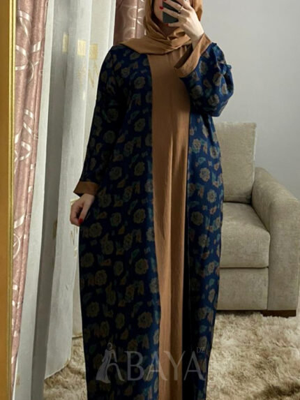 Abaya Ensemble Deux Pièces à Petites Fleurs avec Robe