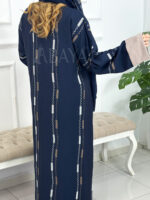 Abaya Kimono ensemble bleu deux pièces avec broderies