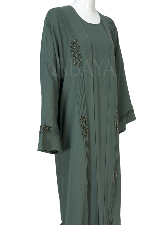 Kimono ensemble en vert avec détails perlés – Image 2