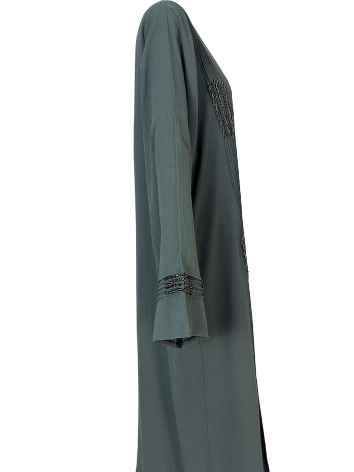 Kimono ensemble en vert avec détails perlés – Image 4