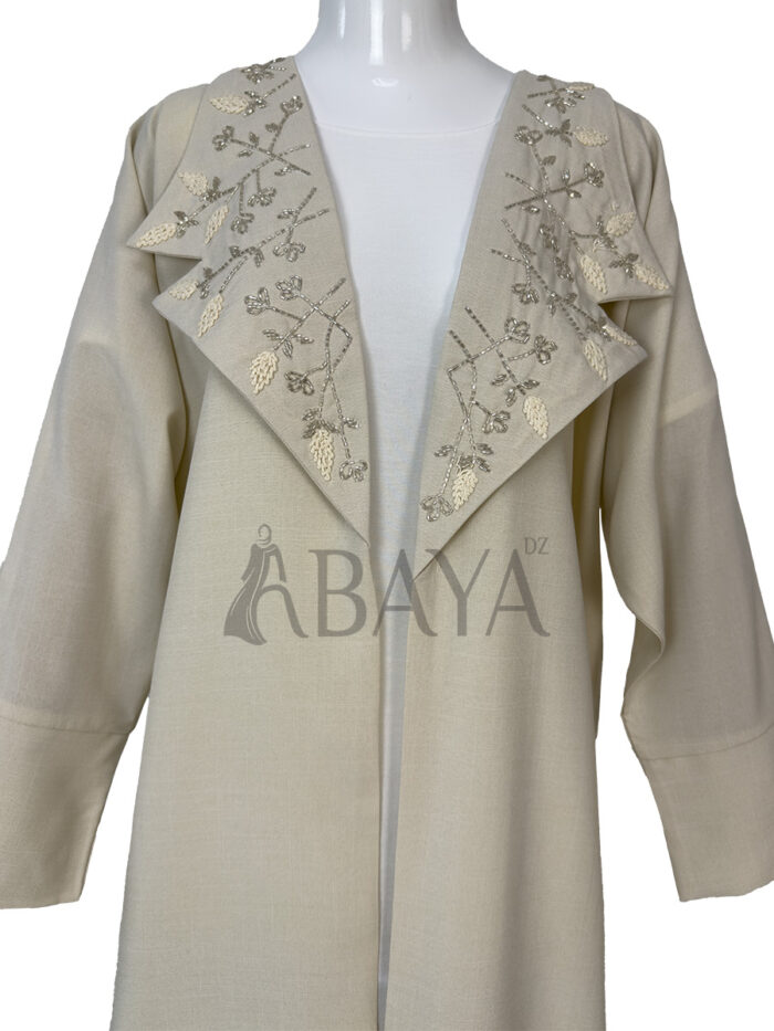 Abaya kimono deux pièces ornée de perles avec robe intérieure