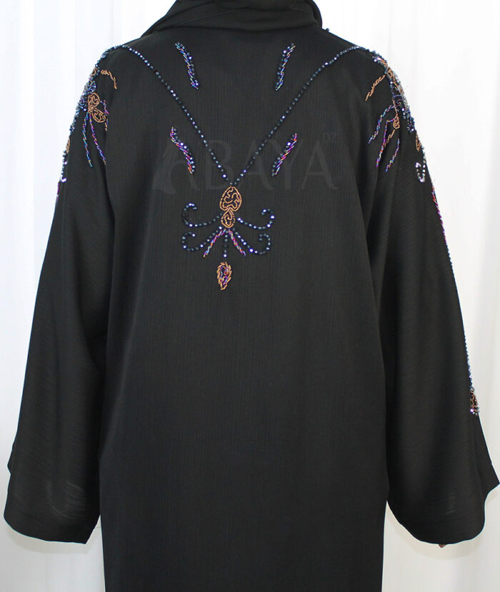 Abaya Noire avec Détails Perlés : L'Essence du Raffinement – Image 3