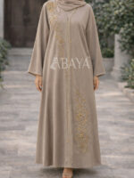 Abaya en beige Perlée – Élégance & Luxe Intemporel