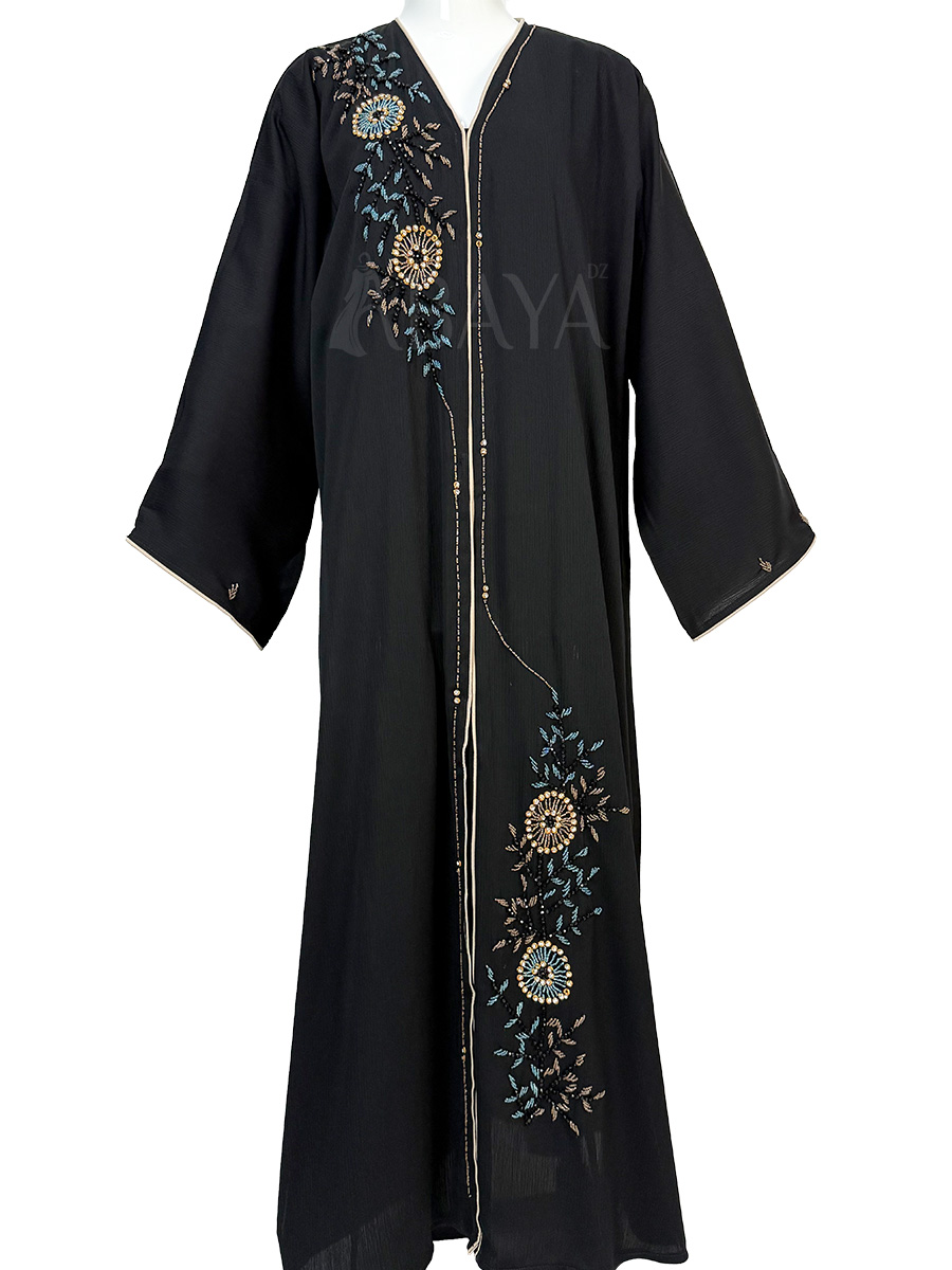 Abaya Noire Perlée – Élégance & Luxe Intemporel