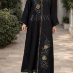 Abaya Dubaï Noire Perlée – Élégance & Luxe Intemporel en Algérie