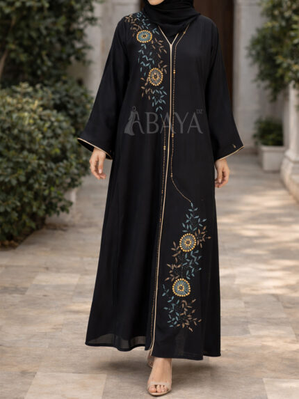 Abaya Dubaï Noire Perlée – Élégance & Luxe Intemporel en Algérie