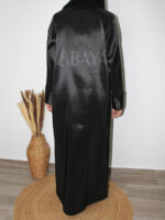 Magnifique abaya Dubai noire en Algérie, en tissu satiné brillant pour les fêtes
