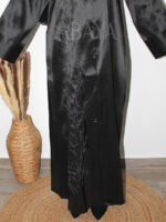 Magnifique abaya Dubai noire en Algérie, en tissu satiné brillant pour les fêtes