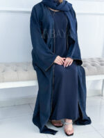 Abaya Kimono Dubai avec Robe en Bleu : Simplicité et Élégance Intemporelle