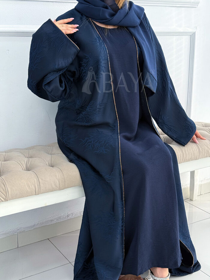 Abaya Kimono Dubai avec Robe en Bleu : Simplicité et Élégance Intemporelle