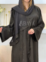 Abaya Luxe en Jacquard Marron – Style Sophistiqué