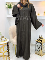 Abaya Luxe en Jacquard Marron – Style Sophistiqué