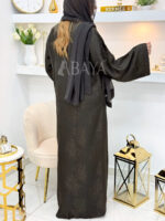 Abaya Luxe en Jacquard Marron – Style Sophistiqué