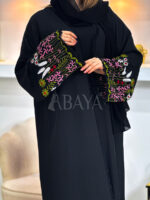 Abaya Kimono 2 Pièces Noire avec Broderies Florales – Image 6