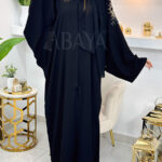 Abaya Dubai Farasha noire ornée de perles