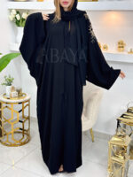 Abaya Dubai Farasha noire ornée de perles