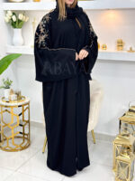 Abaya Dubai Farasha noire ornée de perles