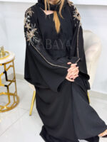 Abaya Dubai Farasha noire ornée de perles