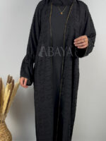 Abaya deux pièces noire très élégante – Image 3
