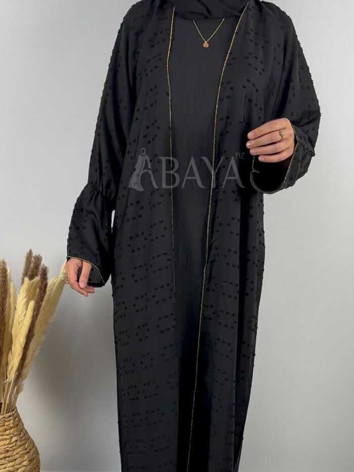 Abaya deux pièces noire très élégante – Image 3