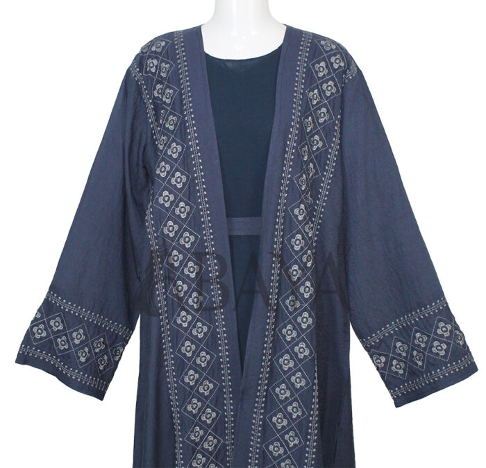 Abaya ensemble deux pièces en bleu simple et confortable