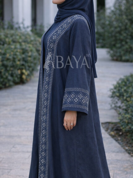 Abaya ensenble deux pièces en bleu simple et confortable