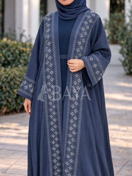 Abaya ensemble deux pièces en bleu simple et confortable