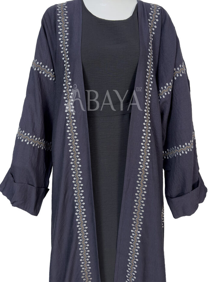 Abaya ensemble deux pièces avec broderies élégantes