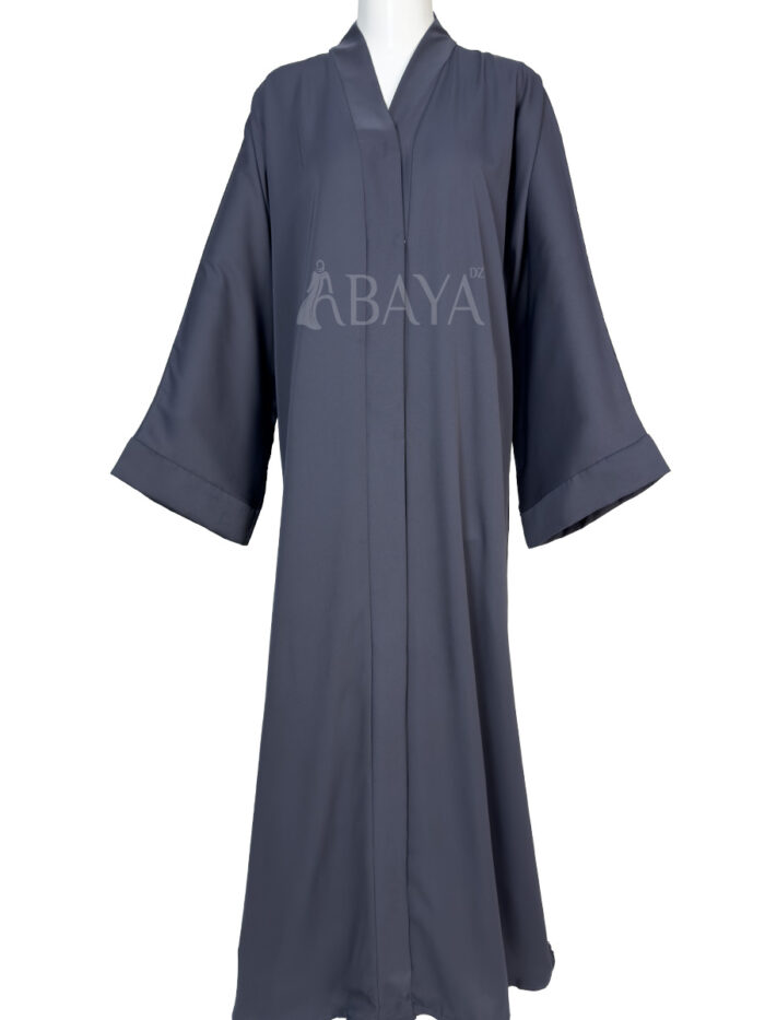 Abaya Gris Foncé en Nidah Soyeux – Simple et Confort