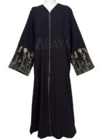 Abaya noire élégante avec manches brodées