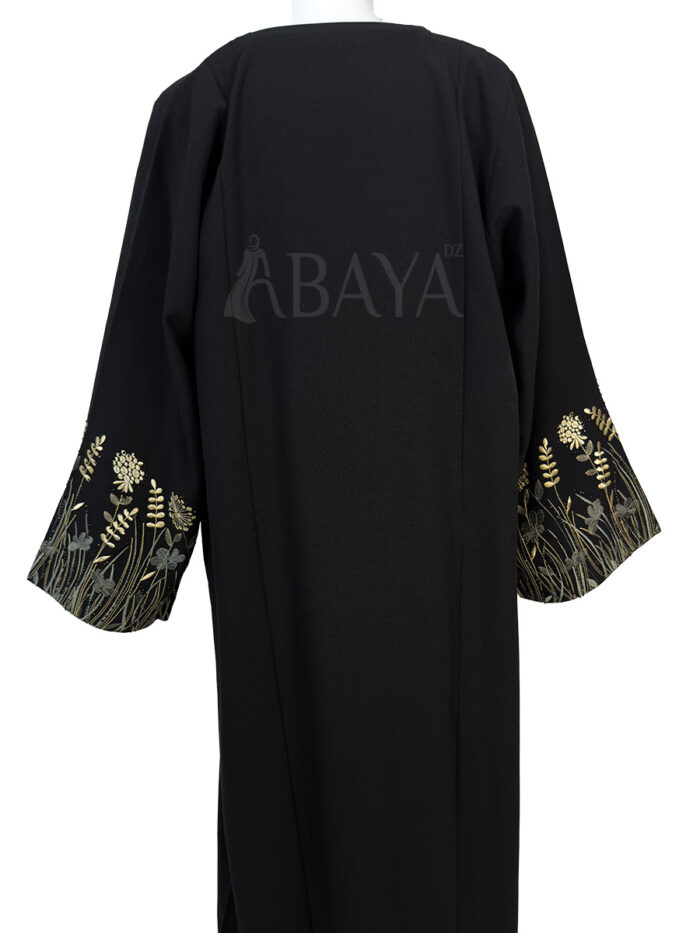Abaya noire élégante avec manches brodées