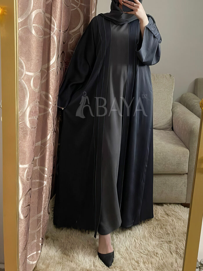 Abaya Ensemble avec Robe gris foncé : simplicité et élégance