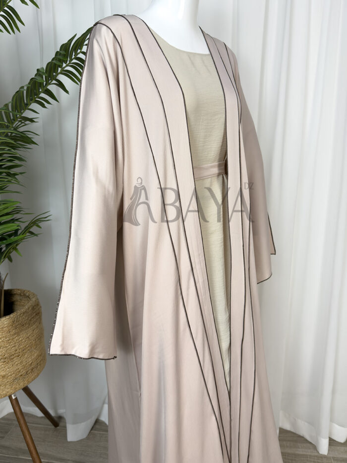 Abaya Ensemble Réversible à double face avec Robe en Beige : simplicité et élégance – Image 6
