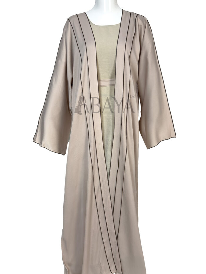 Abaya Ensemble Réversible à double face avec Robe en Beige : simplicité et élégance – Image 5