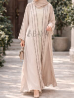 Abaya Ensemble Réversible à double face avec Robe en Beige : simplicité et élégance – Image 2