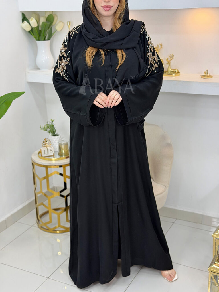 Abaya Dubai Noire Moderne et Luxueuse pour Occasions Spéciales