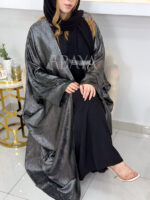 Abaya Papillon Noire Ouverte – Ensemble Élégant pour vos Occasions