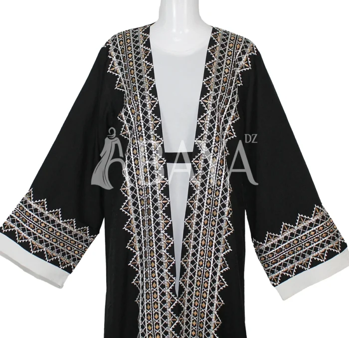 Ensemble Abaya Noir Deux Pièces avec Broderies Élégantes
